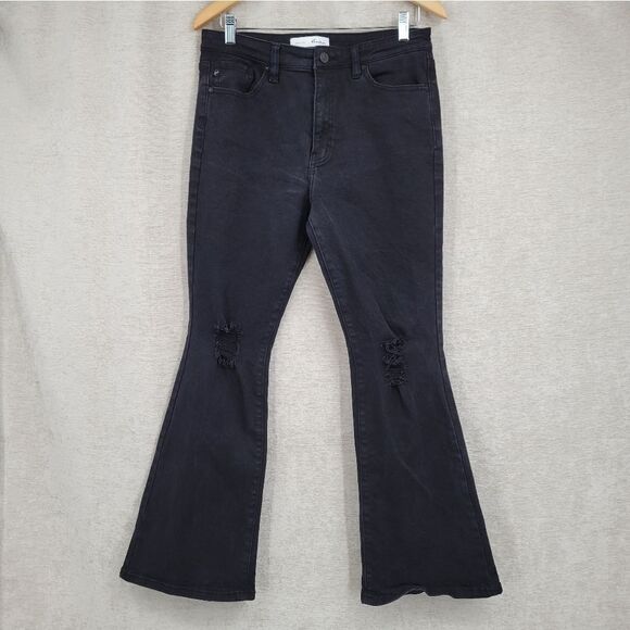 KanCan Style KC7346BK Black High Rise Flare Leg Jeans Petite 13/30 - Picture 1 of 12